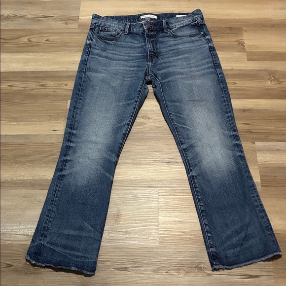 Banana republic premium denim cropped flare jeans women’s 27 Medium wash Raw ham - Picture 2 of 10